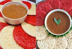 Resep Serabi Merah Putih Kuah Kinca yang Empuk, Cocok Buat Camilan!