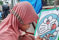 Seni Lukis Wajah Berikan Warna Baru di Bazar Besemah Expo