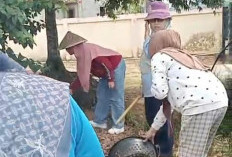 Gotong Royong Bersihkan Pekarangan Kantor 