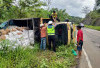 Truk Pengangkut Sembako Terguling di Liku Lematang